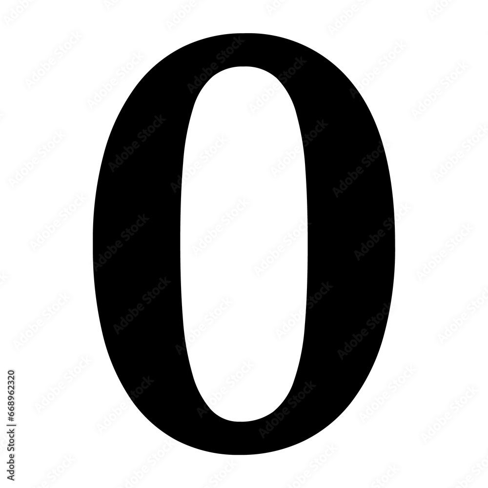 A large number zero symbol in the center. Isolated black symbol A large number zero symbol in the center. Isolated black symbol