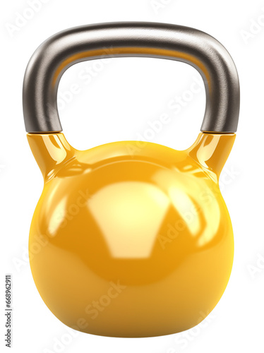 Yellow sports weight. Isolated on a transparent background.