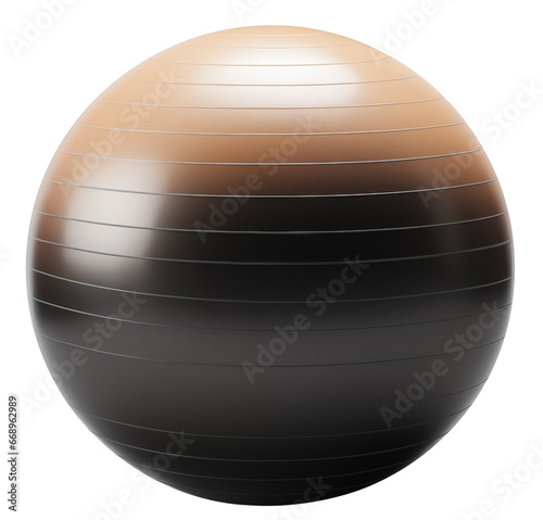 Dark sports ball. Fitball. Isolated on a transparent background.