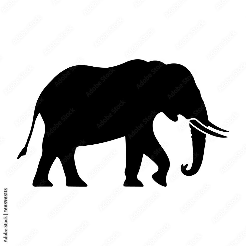 Fototapeta premium A large elephant symbol in the center. Isolated black symbol