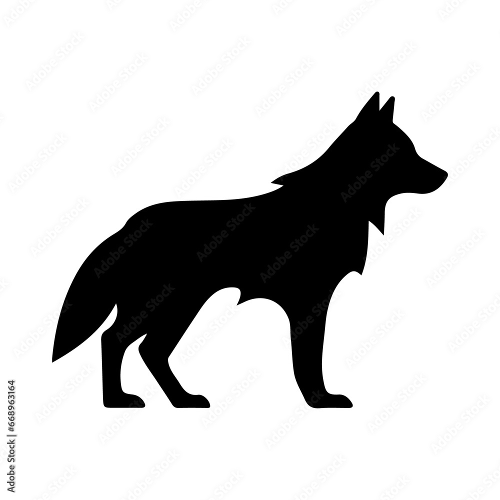 A large wolf symbol in the center. Isolated black symbol