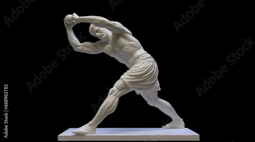 Myron Discobolus sculpture. The discobolus thrower statue in the side view. A part of the ancient Olymp games photo