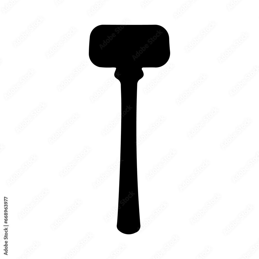 A large mallet symbol in the center. Isolated black symbol. Illustration on transparent background A large mallet symbol in the center. Isolated black symbol. Illustration on transparent background