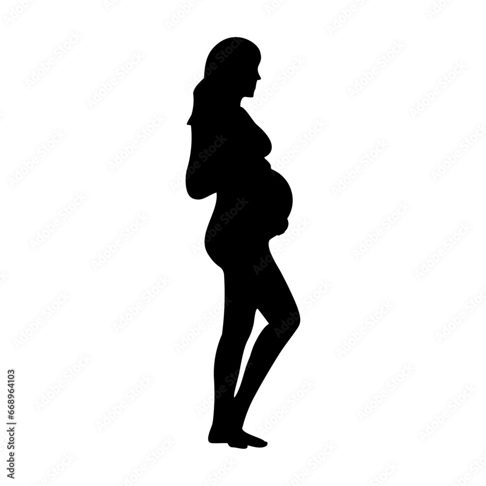 A large pregnant woman symbol in the center. Isolated black symbol. Vector illustration on white background A large pregnant woman symbol in the center. Isolated black symbol. Vector illustration on white background