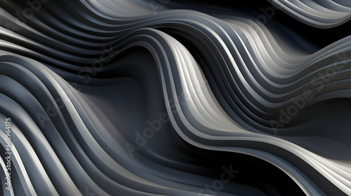 Abstract background of dark gray wavy lines, fantastic wallpaper. Neural network generated image. Not based on any actual person or scene.