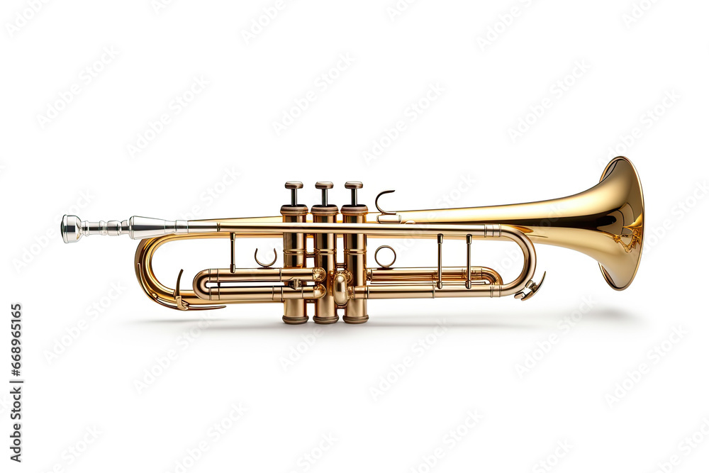 trumpet isolated on a white background - obrazy, fototapety, plakaty 