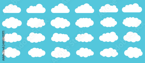 set of clouds, Cloud vector set on blue background 