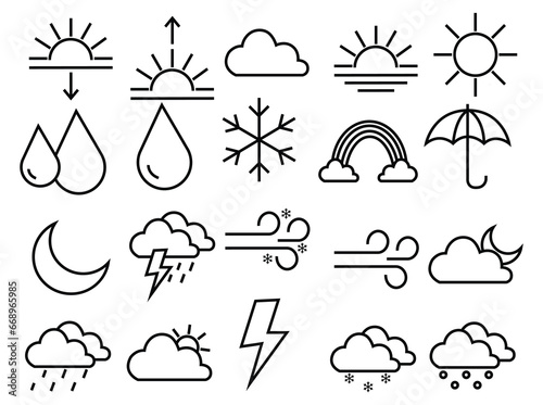 Set of winter sunny vector set, season icon set, weather Icons	

