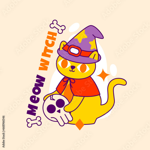 Canvas-taulu Meow witch illustration