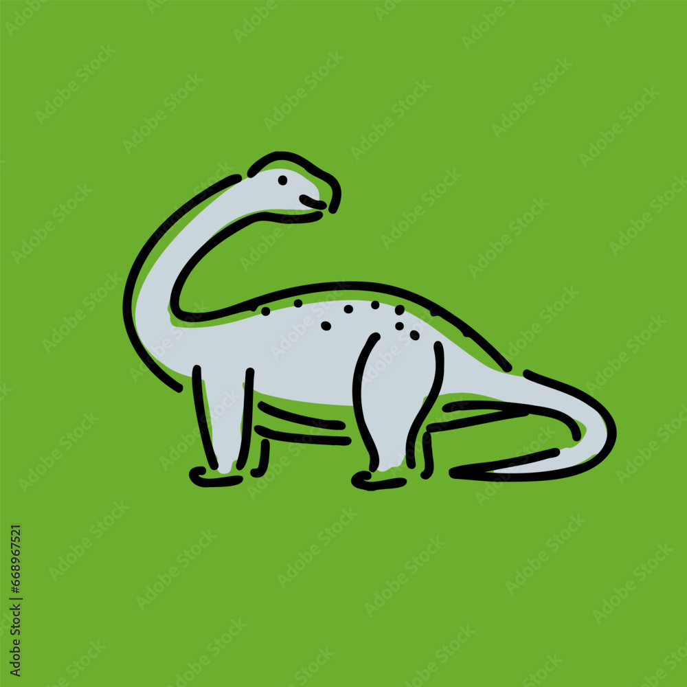 Obraz premium ゆるい恐竜の線画のイラスト