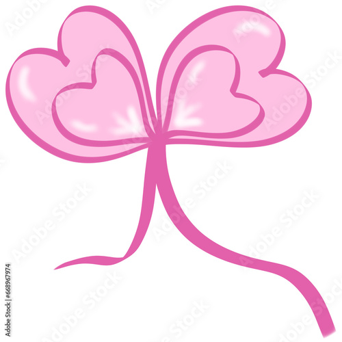 Heart shaped bow with pink ribbon