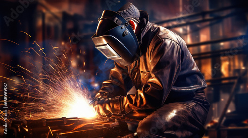 welder working at factory