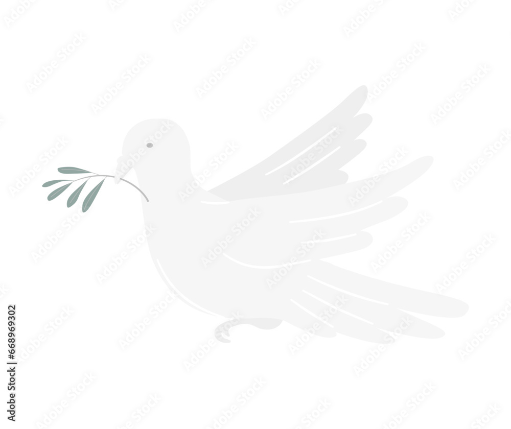 A flying dove vector with an olive branch, Peace day concept. Flat vector illustration. A flying dove vector with an olive branch, Peace day concept. Flat vector illustration.