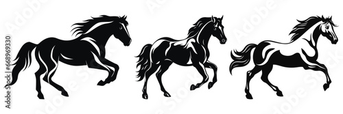 Set of Horses Black Color Vector Illustration photo