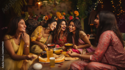 Group of Indian women having fun photo