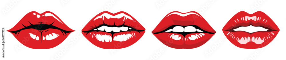 Set of Lips Vector Clipart Illustration