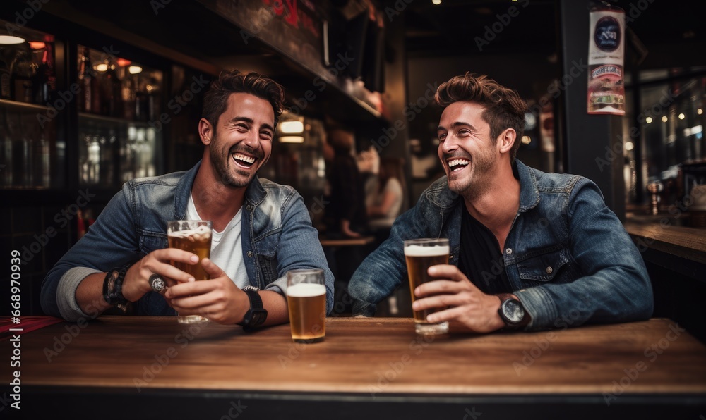 Two men enjoying a drink at a bar