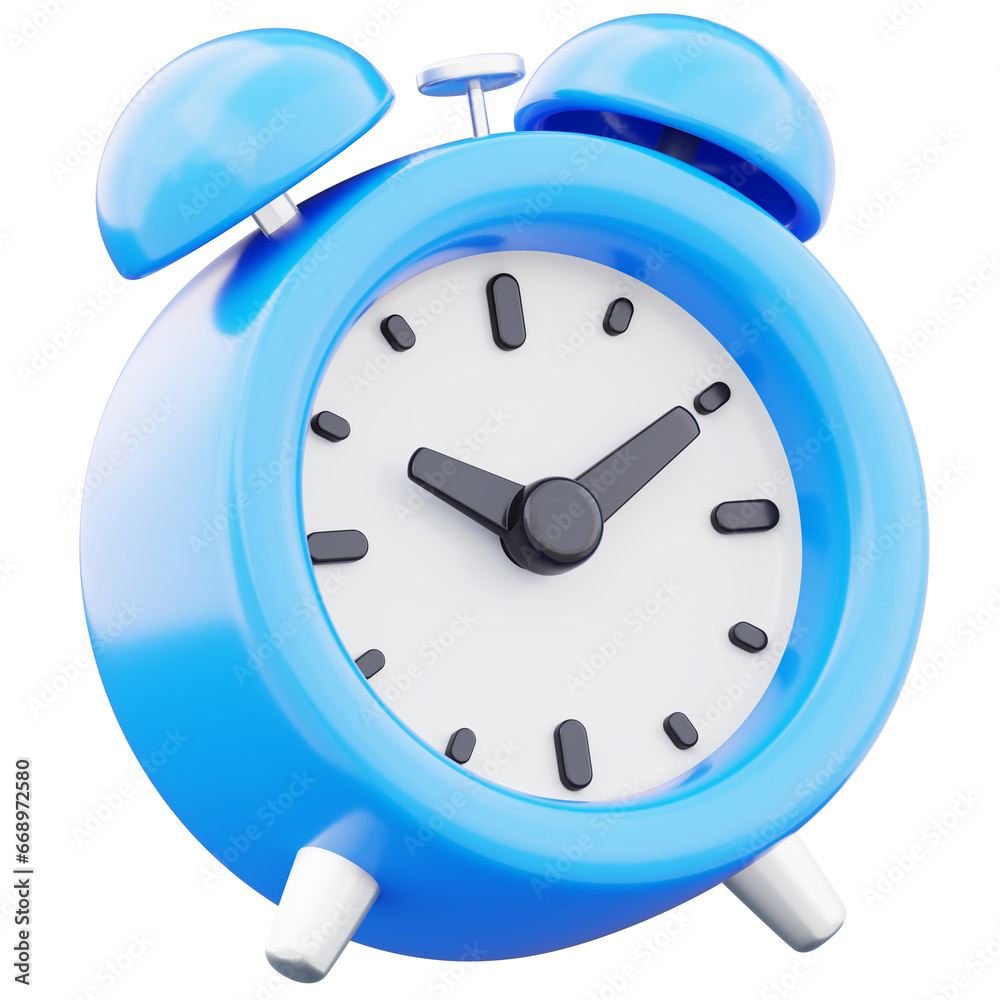 Retro alarm clock 3d icon. Time symbol isolated on transparent background Retro alarm clock 3d icon. Time symbol isolated on transparent background
