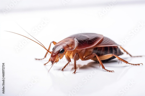 Cockroach on white background