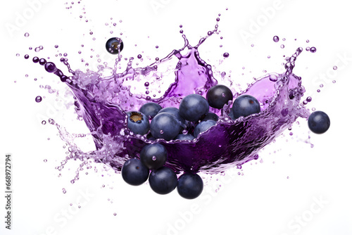 juice splash with acai berries isolated on white background