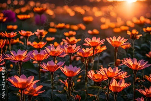 sunset over the flower field © Jamini
