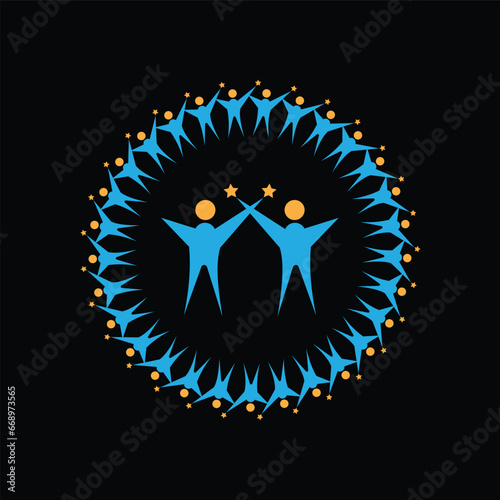 Human and people welfare logo design community care friendship unity vector icon and social organization logo design