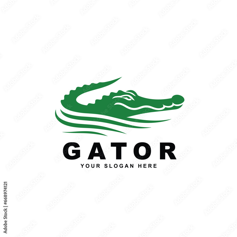 gator logo design of green alligator or crocodile logo template illustration - obrazy, fototapety, plakaty 