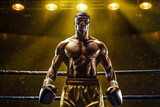 portrait of a boxer, male boxer stands poised