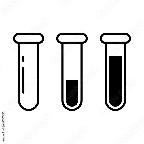 Black glass science test tube lab chemical icon outline flat vector design