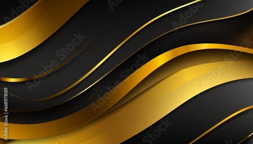 Black and Golden Yellow Wavy Shiny Abstract Background