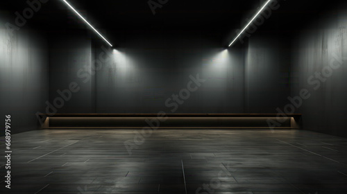 Beautiful Original black background image of a full empty space and white neon lights ©  Mohammad Xte