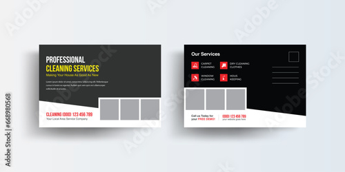 Cleaning Service Modern & Elegant Postcard or Eddm Template house, carpet, window clean Postcard Vector Template.