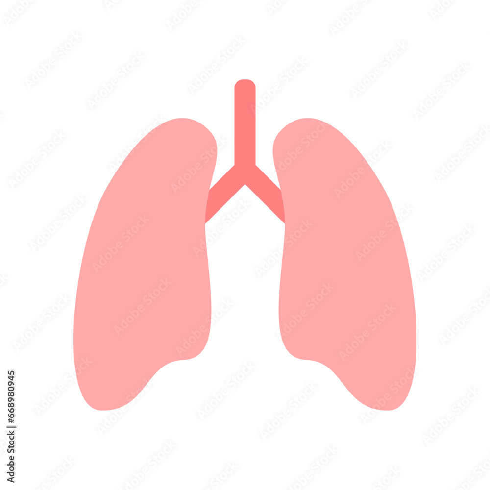 Pink lungs medical icon flat vector design