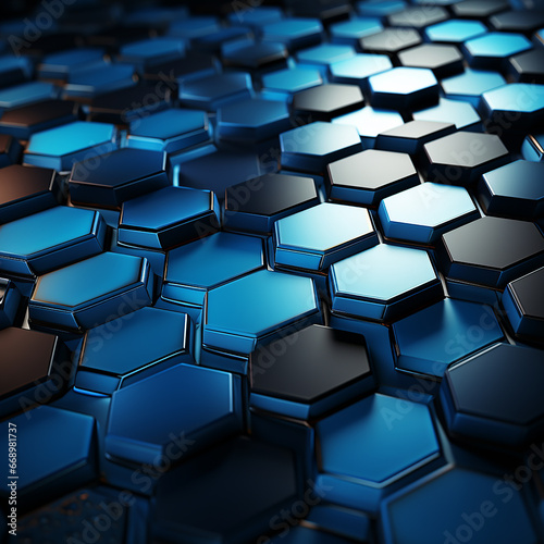 Abstract background of blue pentagons photo
