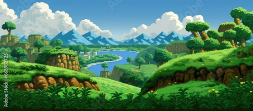 Green Hill Zone is the initial stage of Sonic the Hedgehog set in a vibrant and grassy environment