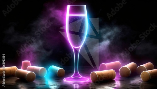 neon champagne glass