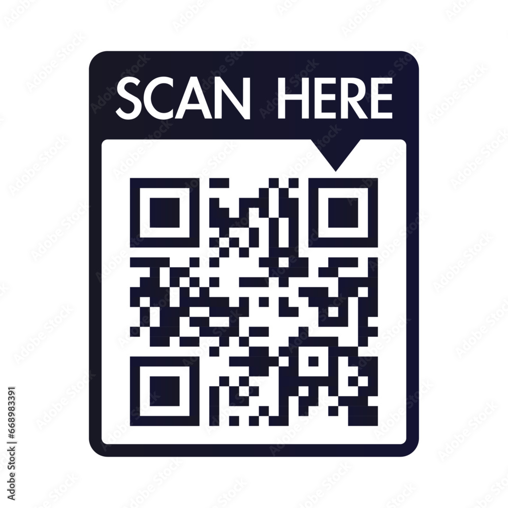 QR code scan here icon for mobile apps and payments. QR code scan for smartphone. Qr code Template scan here QR code for smart phone. Vector illustration. QR code scan here icon for mobile apps and payments. QR code scan for smartphone. Qr code Template scan here QR code for smart phone. Vector illustration.