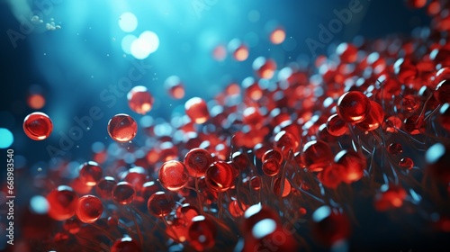 Red blood cell in 3d medical concept background.