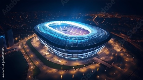 drone view of huge and luxury football stadium amazing photography