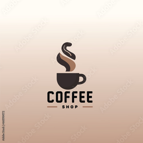 vector coffee shop logo and label photo