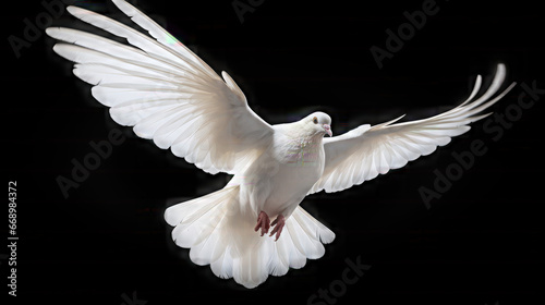 white dove isolated on black background photo