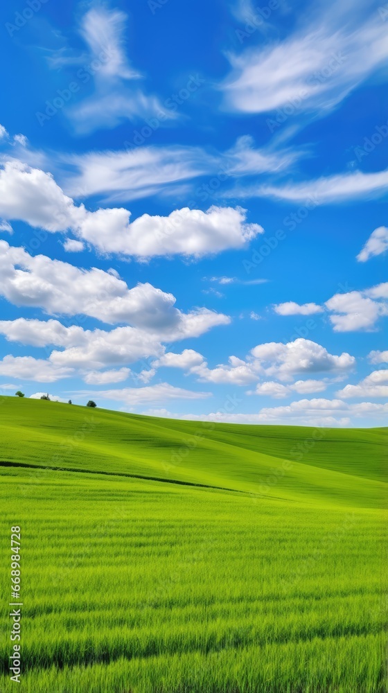 green field and blue sky