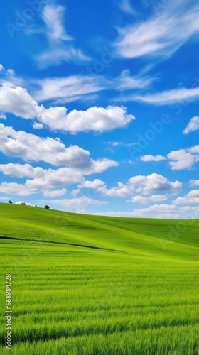 green field and blue sky