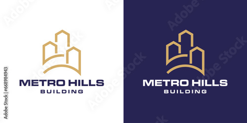 Metro Hills Building Logo Simple Monoline Style