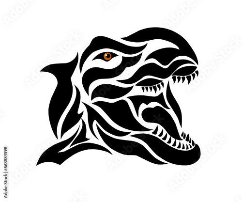 graphic vector illustration of tribal art design T-rex head