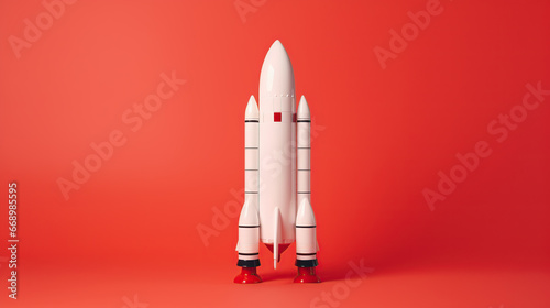 rocket isolated on red background 