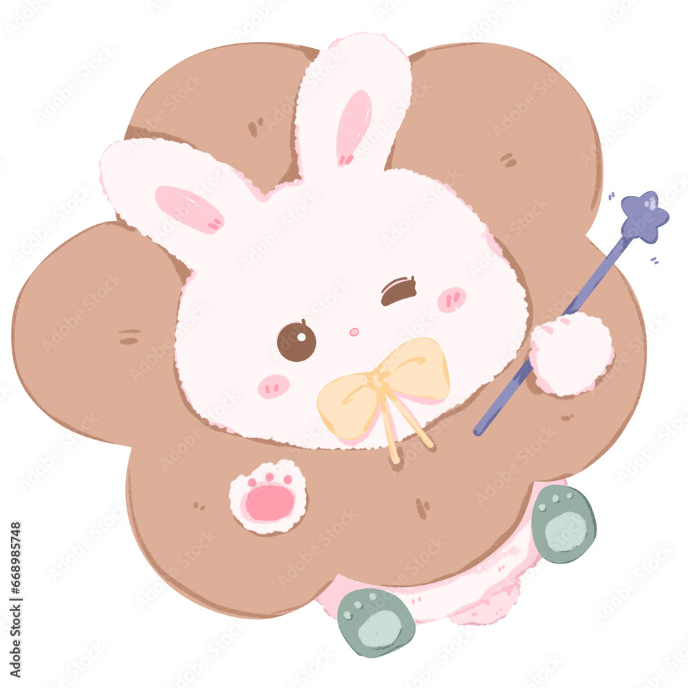 Fototapeta premium cute bunny holding a magic wand