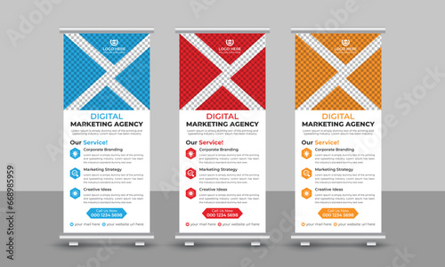 Εκτύπωση καμβά Creative modern business roll up banner design pull up signage standee x retract