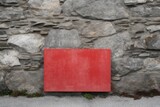 Red empty board on wall. Fashion retro frame art banner. Generate Ai