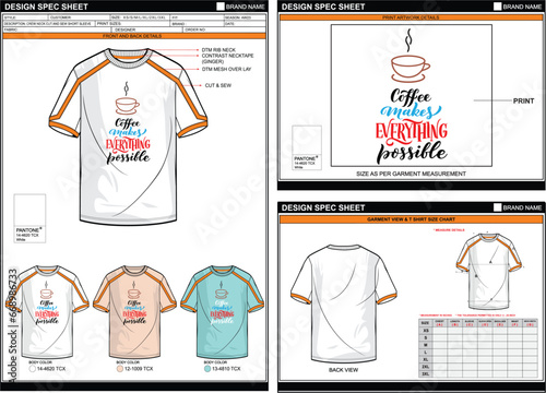 COFFEE DAY STREETWEAR VECTOR DIGITAL DTG DTF HEAT TRANSFER STICKER SUBLIMATION PRINT MEN BOYS CUT AND SEW SHORT SLEEVE T SHIRT TECHPACK MEASUREMENT LAYOUT TEMPLATE DESIGN